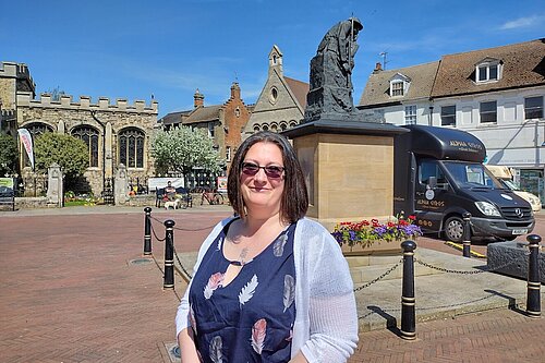 Cllr Jo Harvey in Huntingdon Market Square