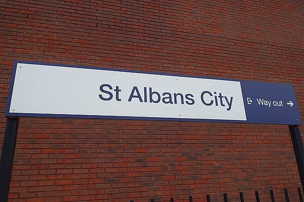 St Albans City railway station sign